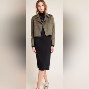 ANTHROPOLOGIE Kelyn Faux Sueded, cropped open front Moto Jacket!